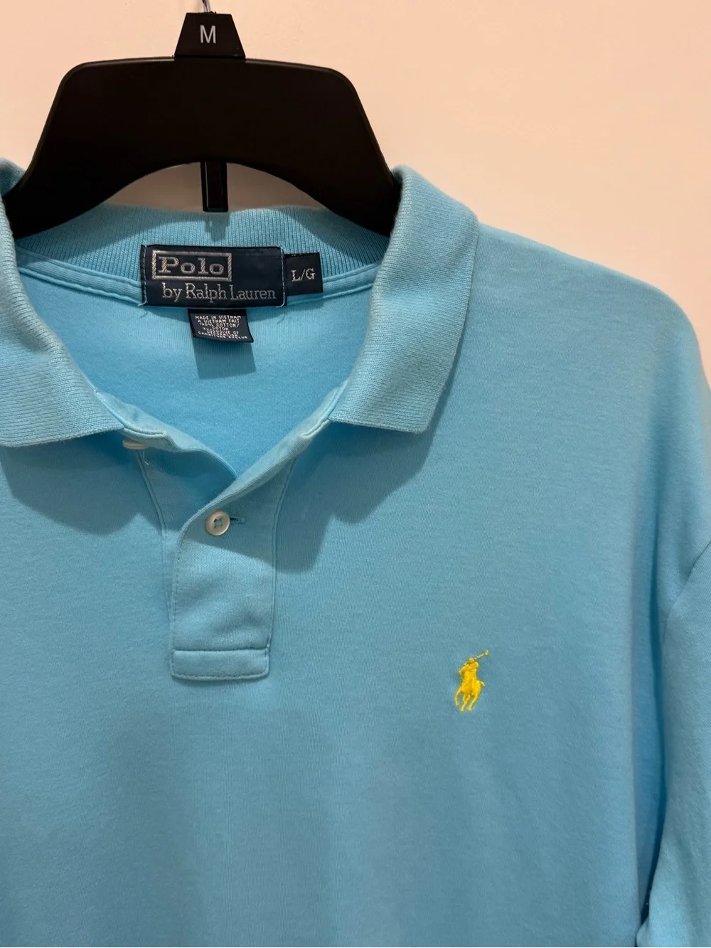 Polo by Ralph Lauren Blue Polo Shirt 1/4 Button Collar Stretch In Size Large